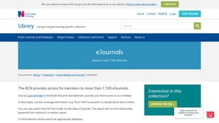 eJournals | Library | Royal College of Nursing