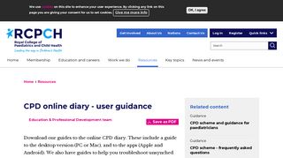 CPD online diary - user guidance | RCPCH