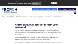 Create an RCPCH account or reset your password | RCPCH