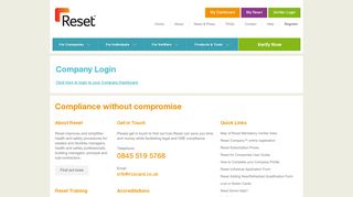 Login | Reset Certification Scheme