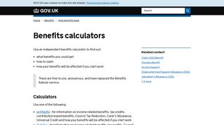 Benefits calculators - GOV.UK