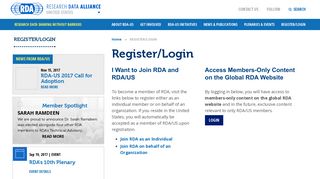 Register/Login | RDA/US - Research Data Alliance