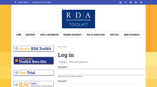 Log in | RDA Toolkit