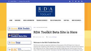 RDA Toolkit Beta Site is Here | RDA Toolkit