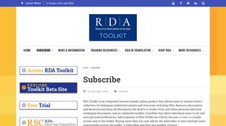 Subscribe | RDA Toolkit