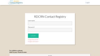 RDCRN Contact Registry Login
