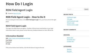 RDN Field Agent Login – How Do I Login