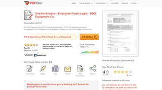 Fillable Online Arizona - Employee Portal Login - RDO Equipment ...