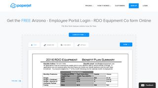 Arizona - Employee Portal Login - RDO Equipment Co Form - Paperjet