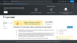 remote desktop - Windows 10 
