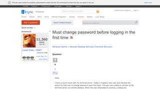 Must change password before logging in the first time - Microsoft