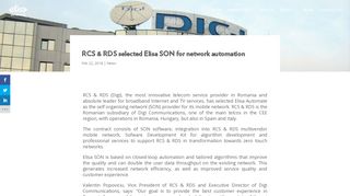 RCS & RDS selected Elisa SON for network automation | Elisa Automate