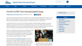 Free Wi-Fi at RDU- How Listening Enabled Change | Raleigh-Durham ...