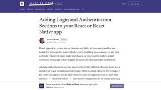 Adding Login and Authentication Sections to your React or React ...