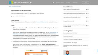 PatientReach Portal patient login - the Solutionreach Community