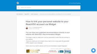 How to link your personal website to your Reach150 account via Widget