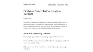 Firebase React Authentication Tutorial - Maksim Ivanov