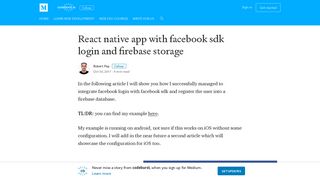 React native app with facebook sdk login and firebase storage