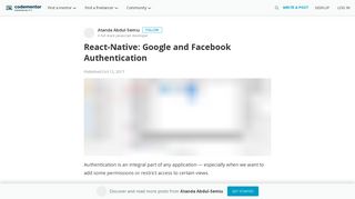 React-Native: Google and Facebook Authentication | Codementor
