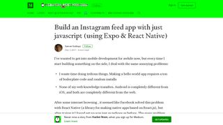 Build an Instagram feed app with just javascript (using Expo & React ...