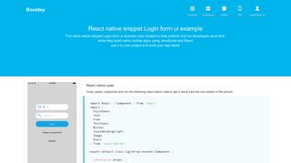 React native snippet Login form ui example - Bootdey