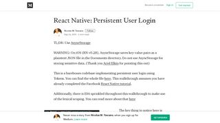 React Native: Persistent User Login – Nicolas M. Toscano – Medium