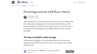 Persisting sessions with React Native – Affinity