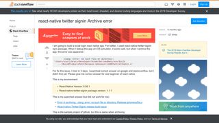 react-native twitter signin Archive error - Stack Overflow