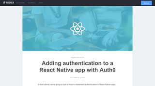 Adding authentication to a React Native app with Auth0 - Pusher Blog