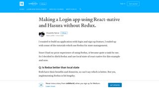 Making a Login app using React-native and Hasura without Redux.