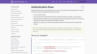 Authentication flows · React Navigation