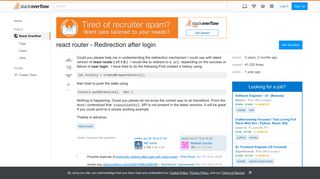 react router - Redirection after login - Stack Overflow