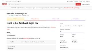 react-redux-facebook-login-hoc - npm