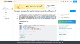 Navigate to page after authentication using React Router v4 ...