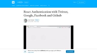 React Authentication with Twitter, Google, Facebook and Github