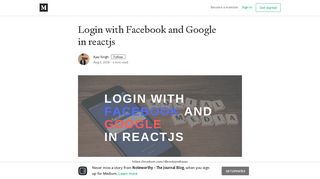 Login with Facebook and Google in reactjs – Ajay Singh – Medium