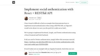 Implement social authentication with React + RESTful API - Medium