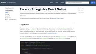 Login - React Native SDK - Facebook for Developers