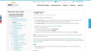 Read Live :: Logging In :: Read Naturally, Inc.