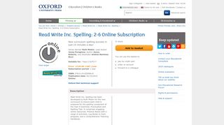 Read Write Inc. Spelling: 2-6 Online Subscription: Oxford University ...