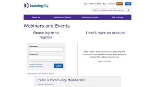 Login or register for events and webinars - Learning Ally