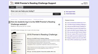 How do students log in to the NSW Premier's Reading Challenge ...