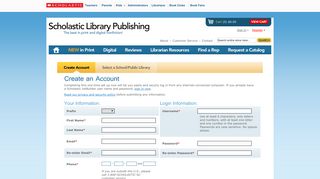 Create New Customer Account | Scholastic Library Publishing