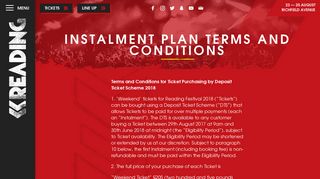 Reading Festival | Instalment Plan Terms And Conditions