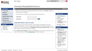 University of Reading Webmail Service
