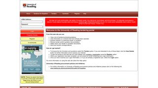 University of Reading Electronic Tendering Site - Home