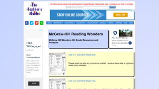 McGraw-Hill Wonders Fourth Grade Resources and Printouts
