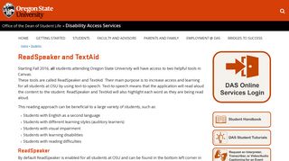 ReadSpeaker and TextAid | Disability Access Services | Oregon State ...