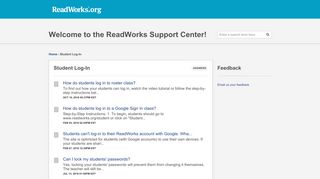 ReadWorks | Student Log-In