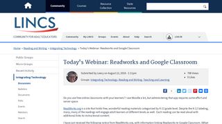 Today's Webinar: Readworks and Google Classroom | LINCS ...